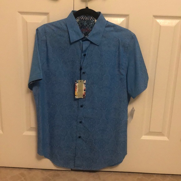 Mens NWT Robert Graham Short Sleeve Button Up Shirt (Size Small) - Picture 1 of 8